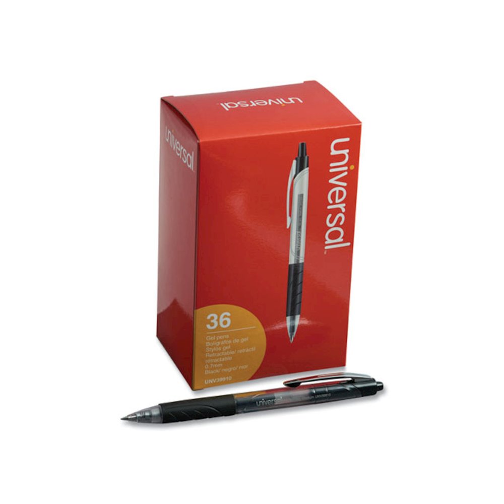 Comfort Grip Gel Pen, Retractable, Medium 0.7 mm, Black Ink, Clear/Black Barrel, 36/Pack. Picture 2