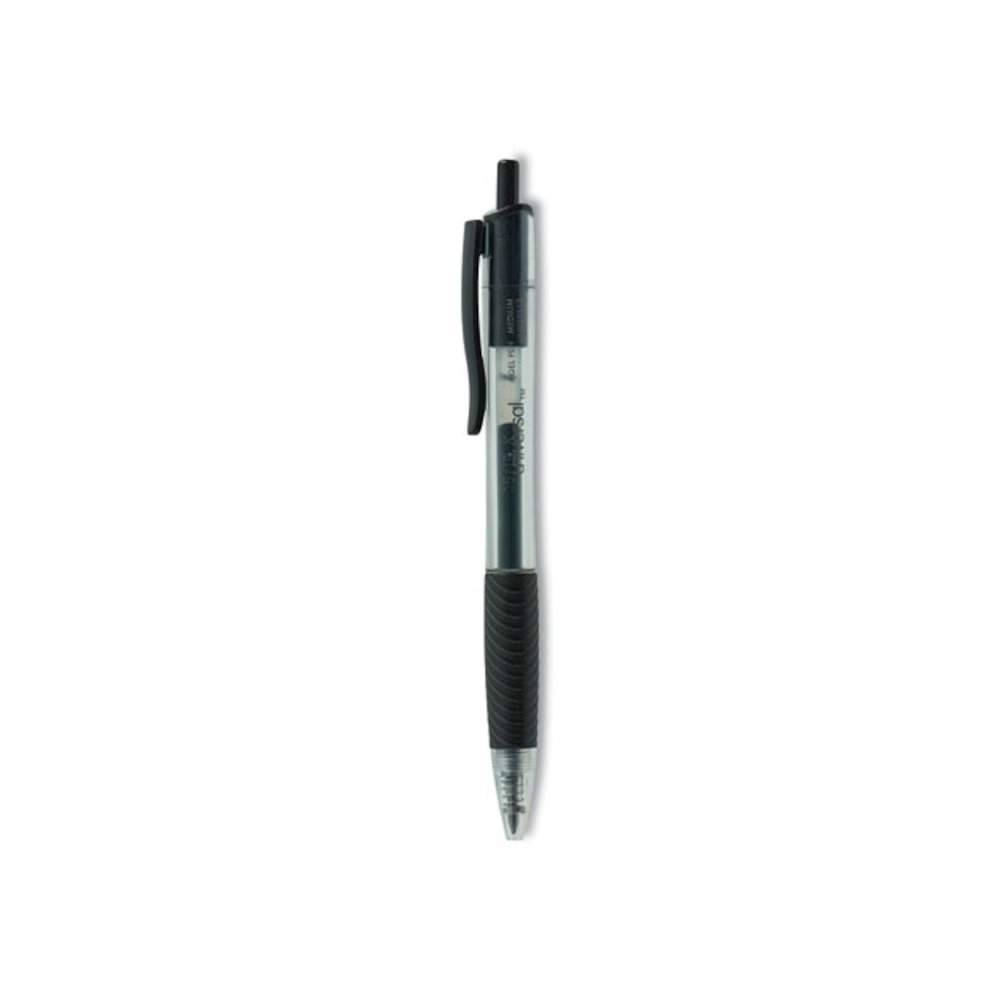 Comfort Grip Gel Pen, Retractable, Medium 0.7 mm, Black Ink, Clear/Black Barrel, Dozen. Picture 1