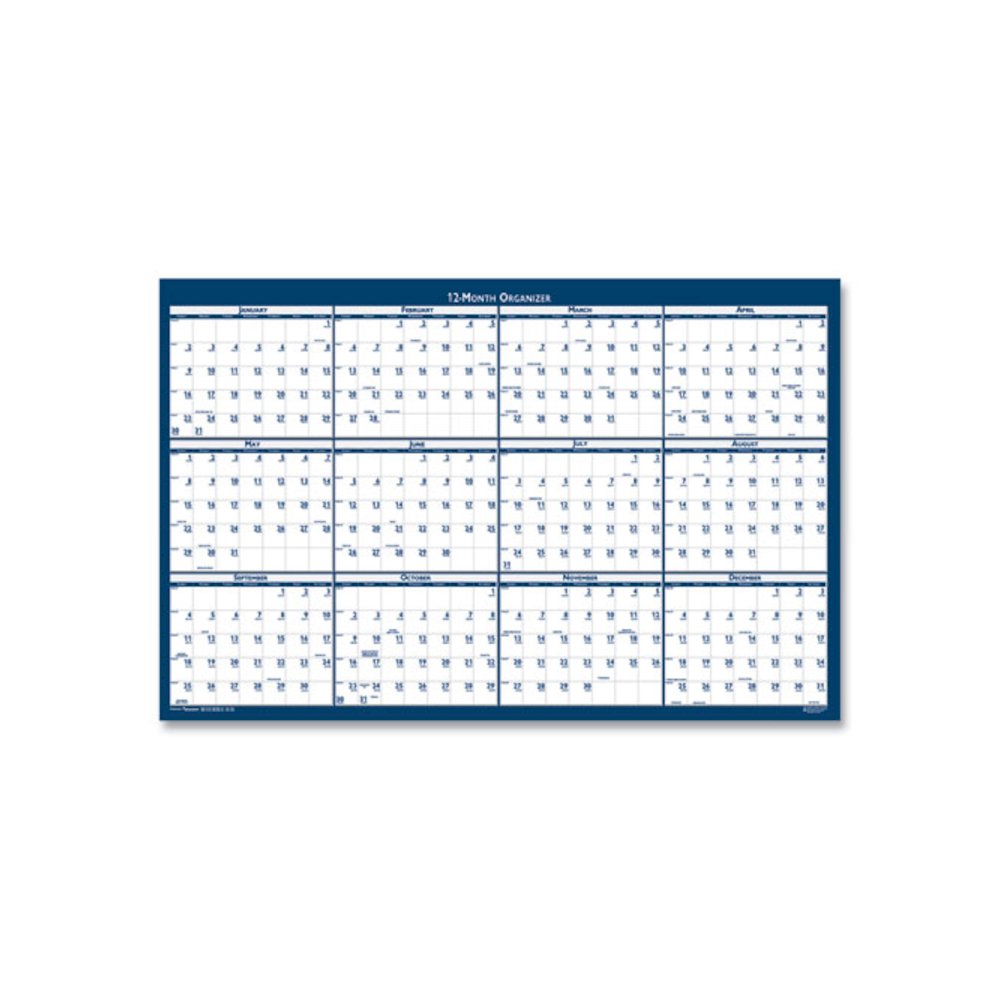 7510016956116, SKILCRAFT Two-Sided Dry Erase Wall Calendar, 24 x 37, White/Blue Sheets, 12-Month (Jan to Dec): 2026. Picture 1
