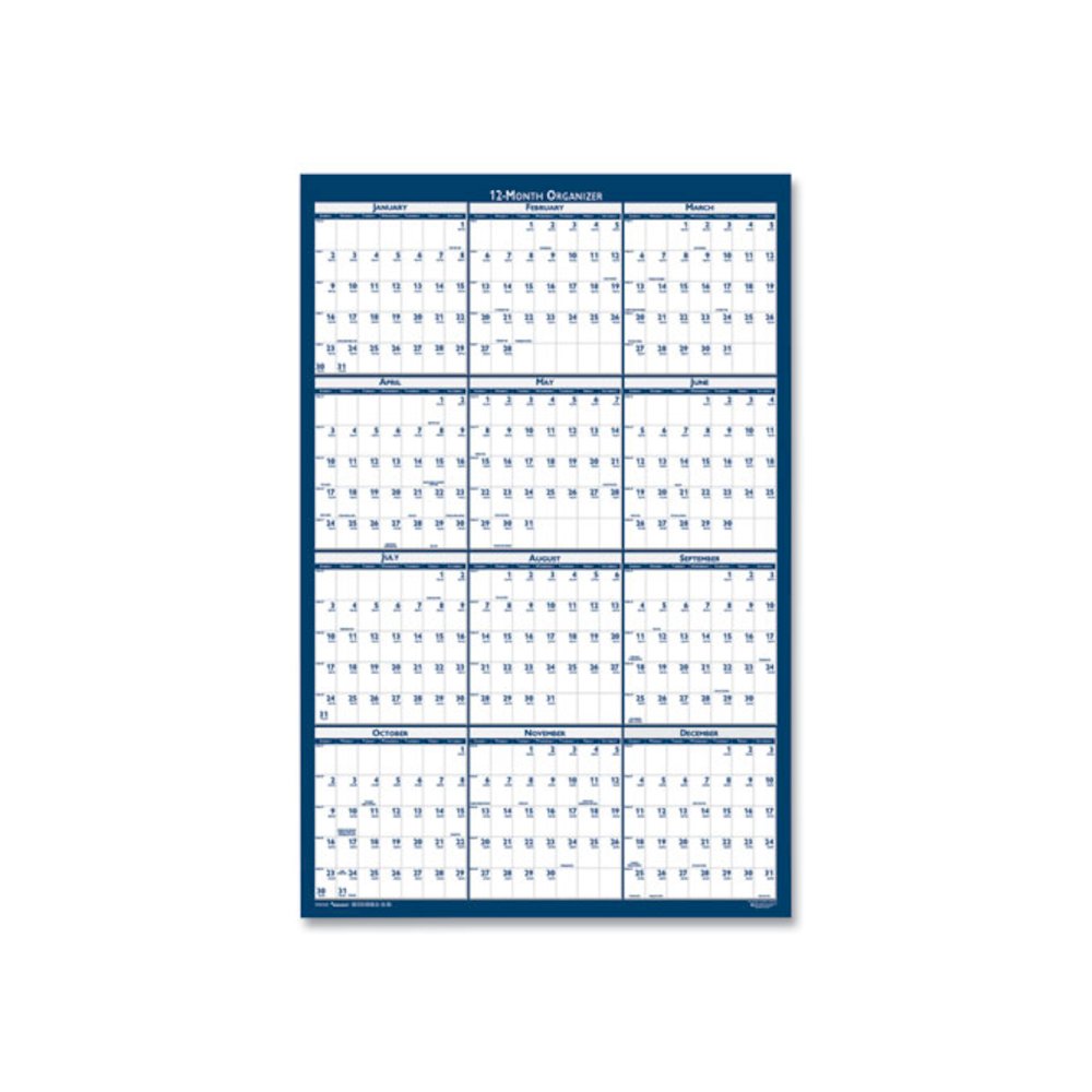 7510016956116, SKILCRAFT Two-Sided Dry Erase Wall Calendar, 24 x 37, White/Blue Sheets, 12-Month (Jan to Dec): 2026. Picture 2