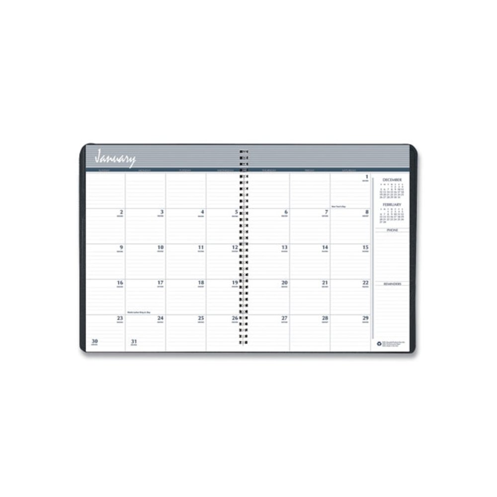 7510016828096, SKILCRAFT Monthly Appointment Planner, 8.75 x 6.88, Black Cover, 14-Month: Dec 2025 to Jan 2027. Picture 1