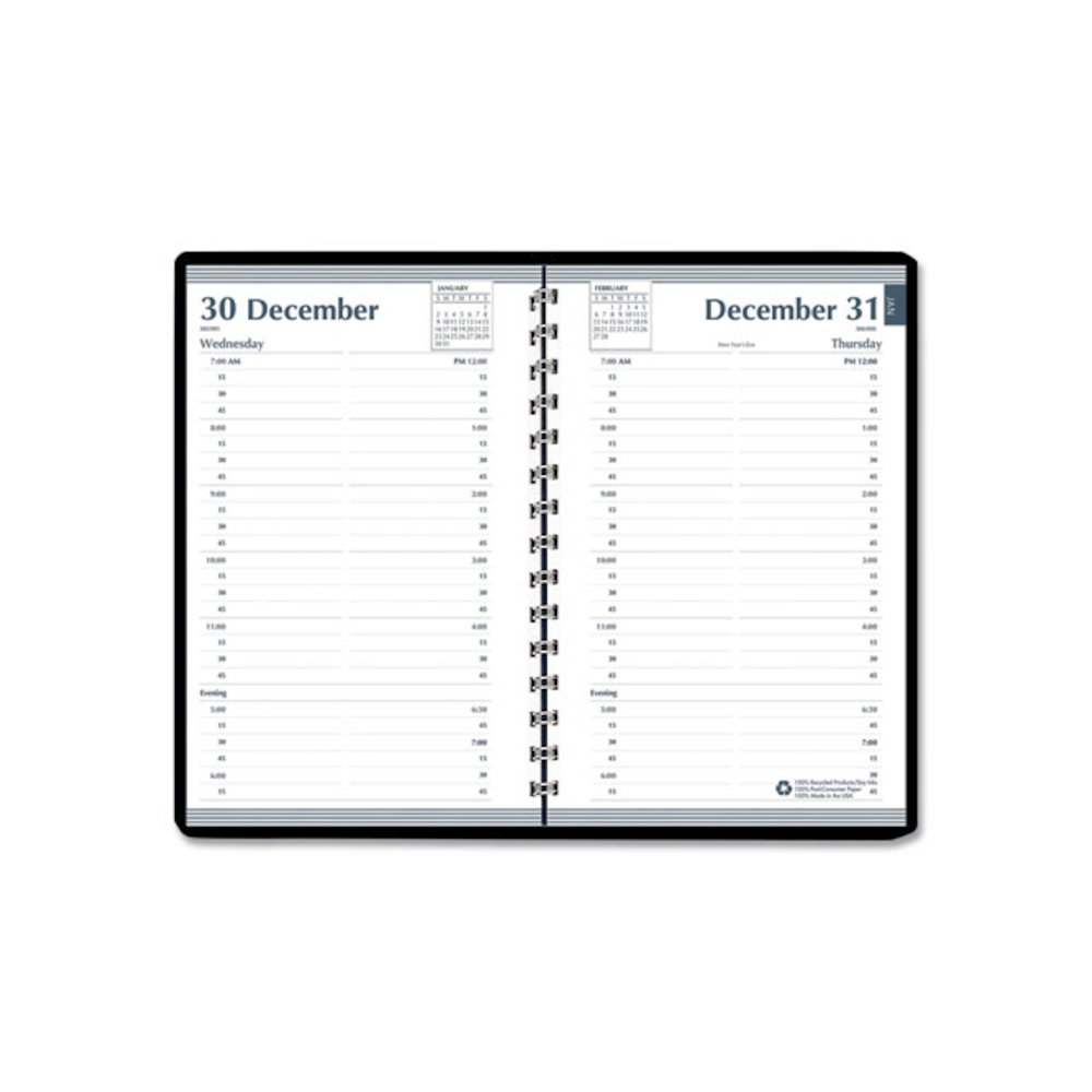 7530016935599, SKILCRAFT Daily Appointment Planner, 8 x 5, Black Cover, 12-Month (Jan to Dec): 2026. Picture 1