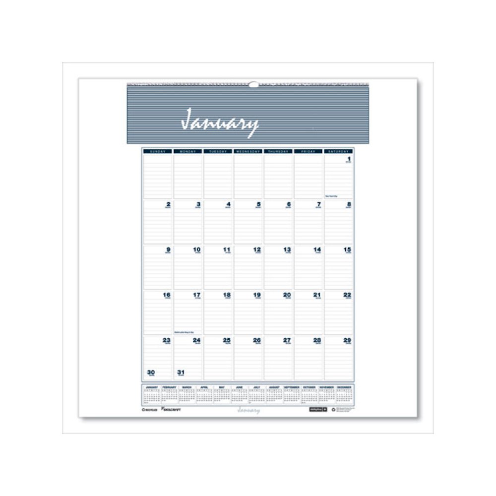 7510016935083, SKILCRAFT 12-Month Wall Calendar, 8.5 x 11, White/Blue/Gray Sheets, 12-Month (Jan to Dec): 2026. Picture 1