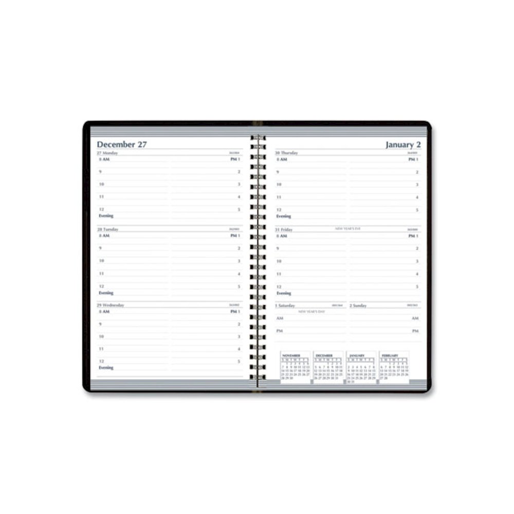 7530016935592, SKILCRAFT Weekly Appointment Planner, 8 x 5, Black Cover, 12-Month (Jan to Dec): 2026. Picture 1