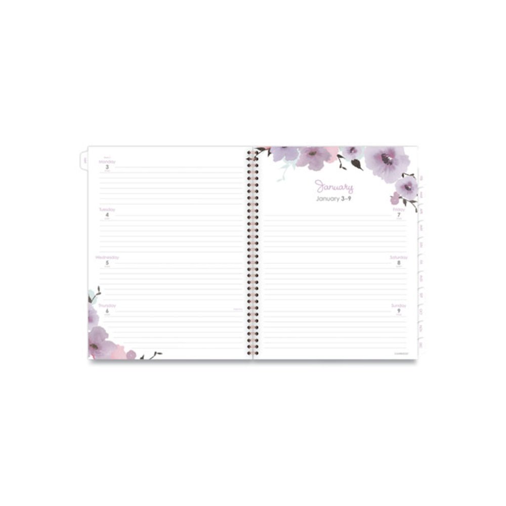 Mina Weekly/Monthly Planner, Floral Artwork, 11 x 8.5, White/Violet/Peach Cover, 12-Month (Jan to Dec): 2026. Picture 3