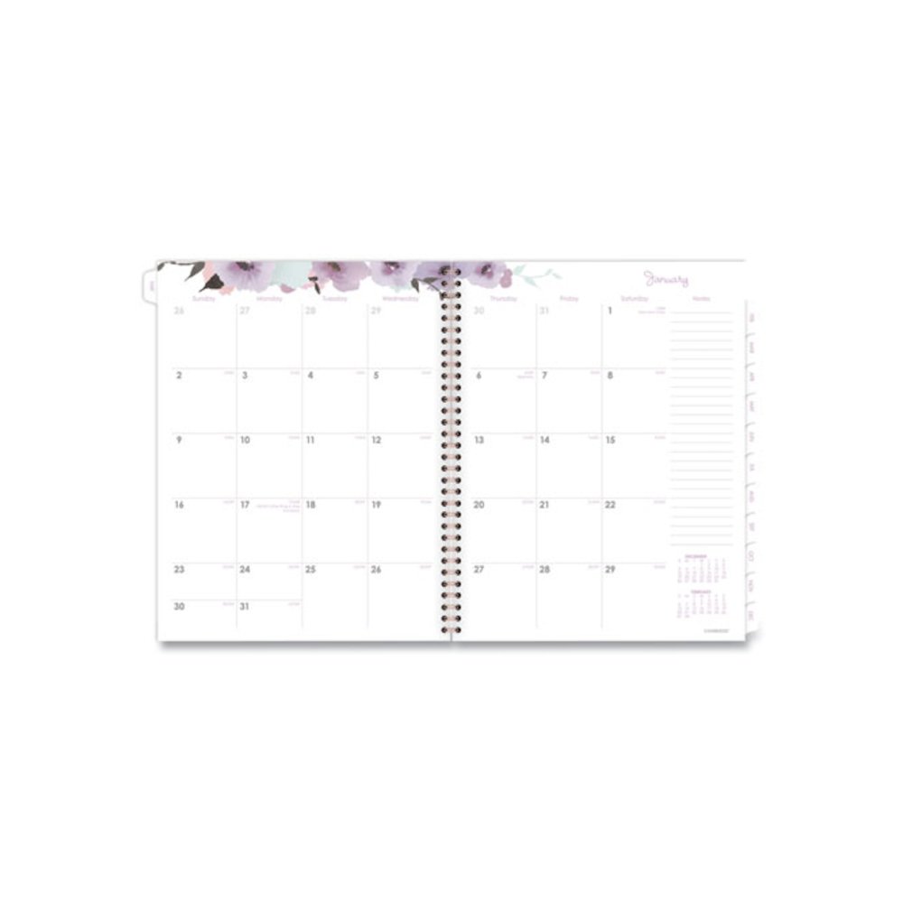 Mina Weekly/Monthly Planner, Floral Artwork, 11 x 8.5, White/Violet/Peach Cover, 12-Month (Jan to Dec): 2026. Picture 4