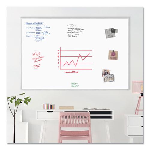 Magnetic Dry Erase Board with Aluminum Frame, 72" x 48" (Actual Size: 70" x 47"), White Surface, Satin Aluminum Frame. Picture 3