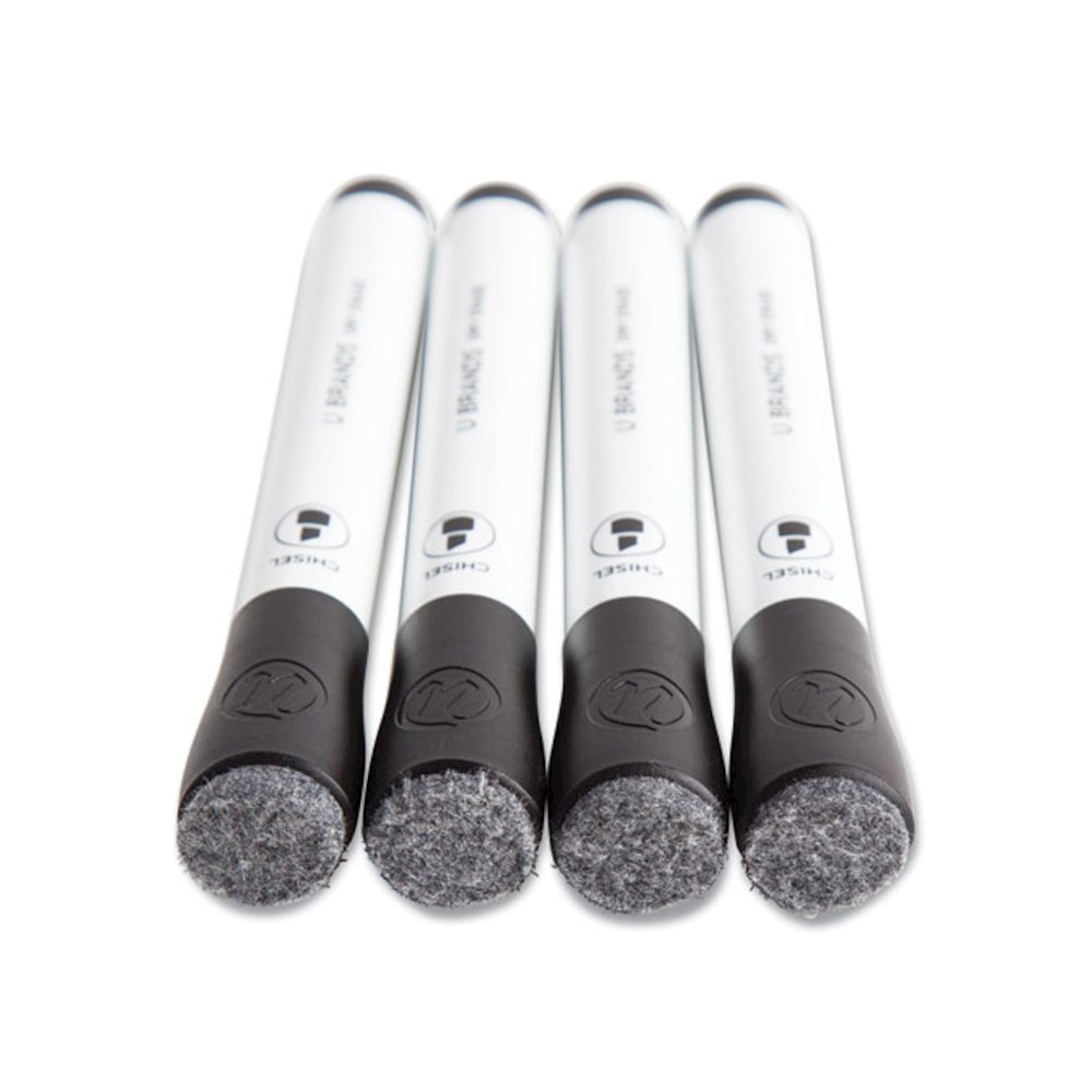Chisel Tip Low-Odor Dry-Erase Markers with Erasers, Broad Chisel Tip, Black, Dozen. Picture 5