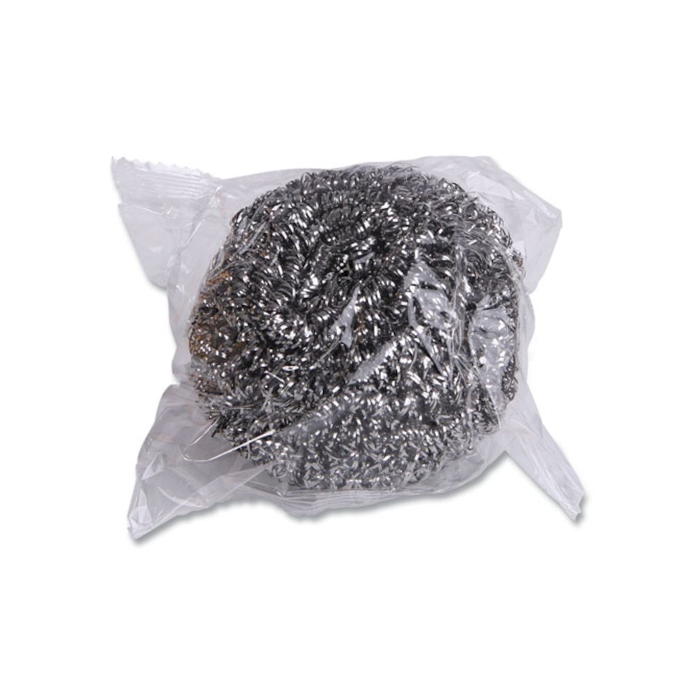 Stainless Steel Scrubber, Large Size, 2.5 x 2.75, Steel Gray, 12/Carton. Picture 4