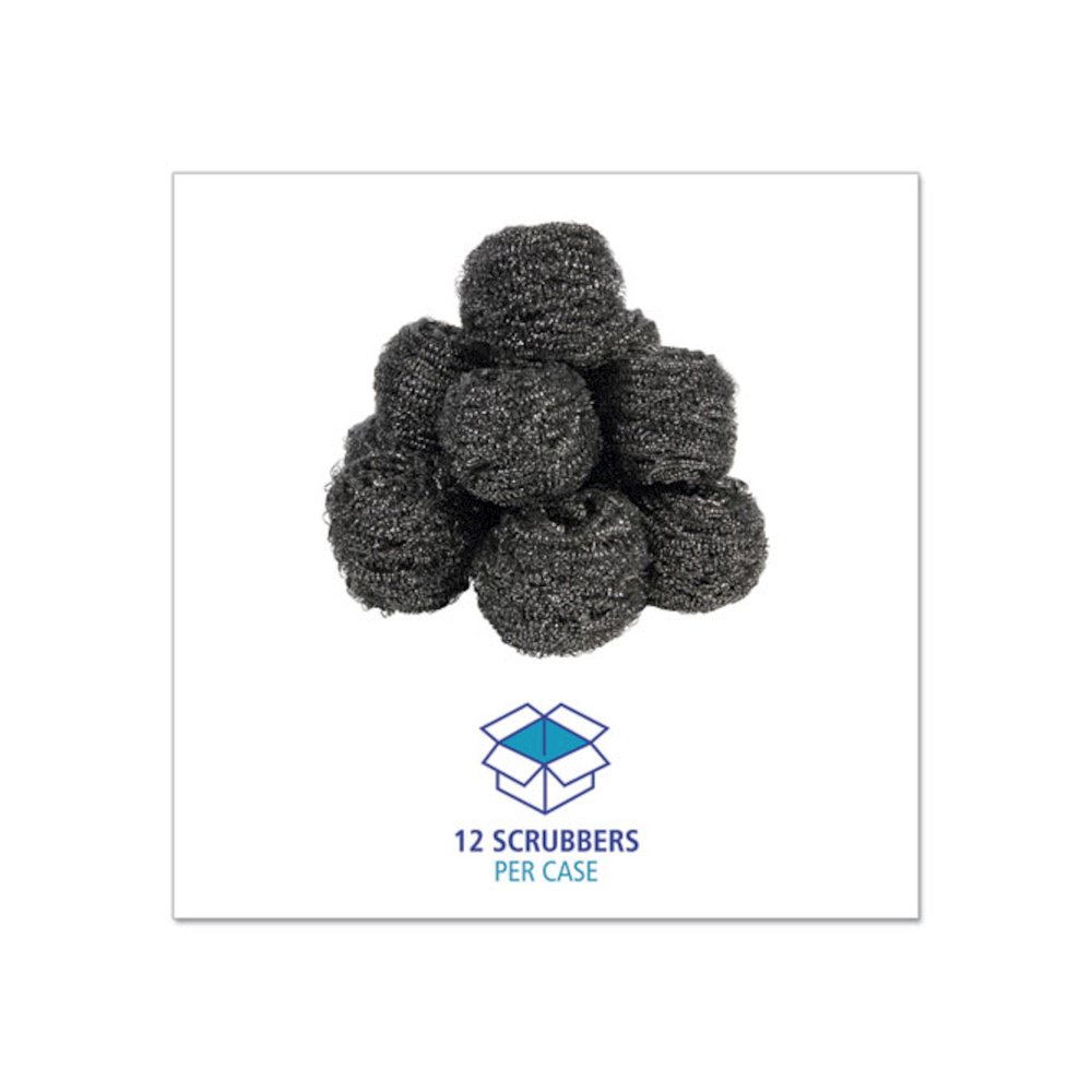 Stainless Steel Scrubber, Large Size, 2.5 x 2.75, Steel Gray, 12/Carton. Picture 5