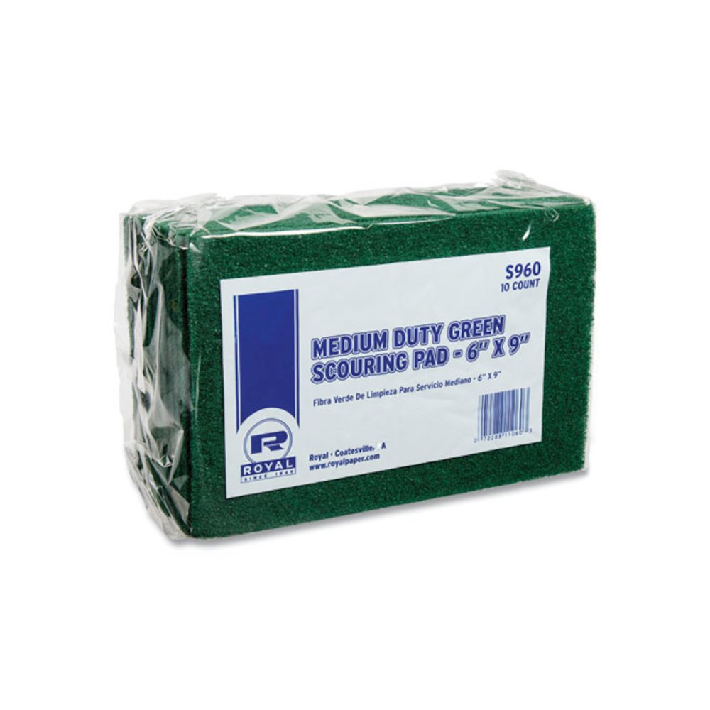 Medium-Duty Scouring Pad, 6 x 9, Green, 10 Pads/Pack, 6 Packs/Carton. Picture 4