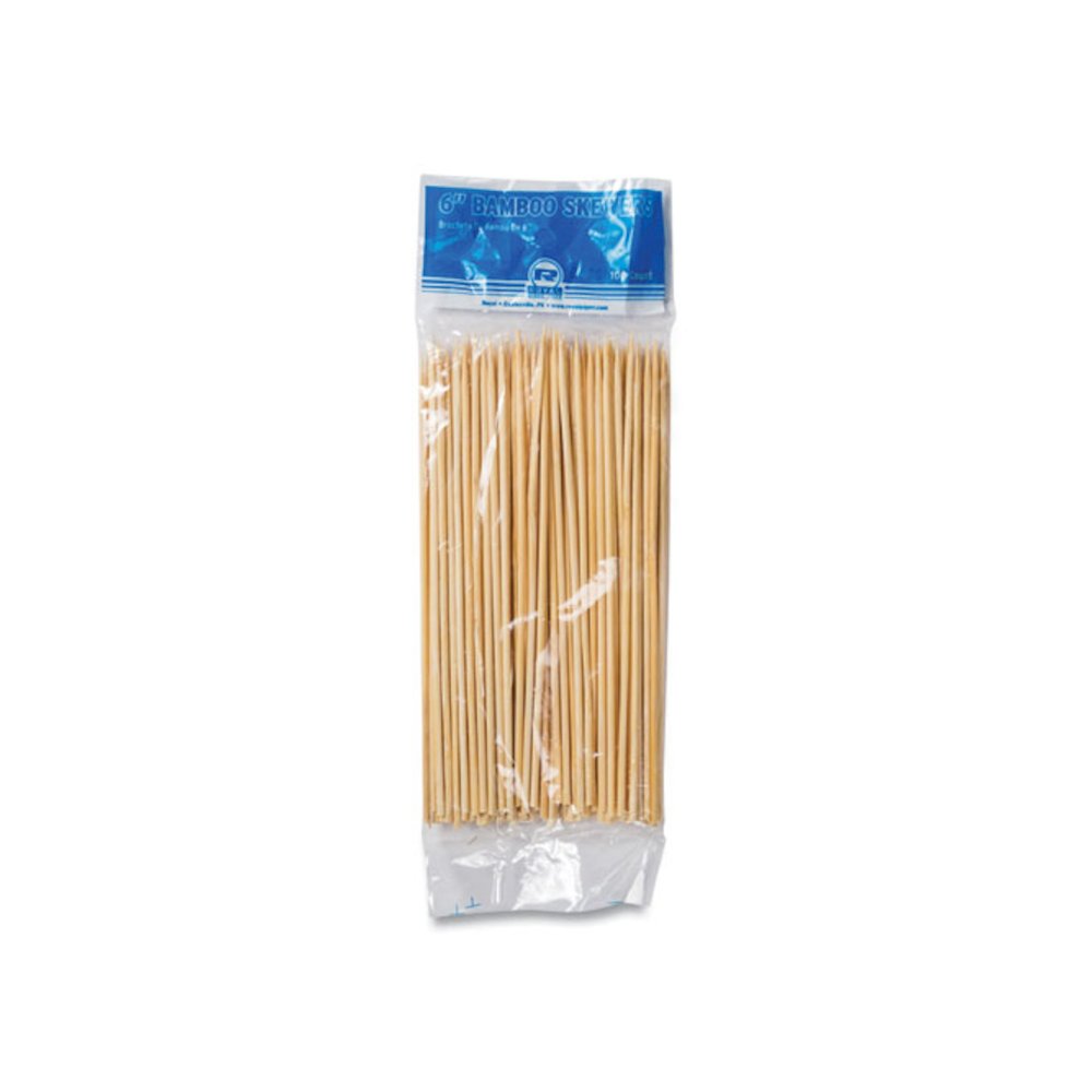 Bamboo Skewers, Paper, 6", Natural, 100/Pack. Picture 4