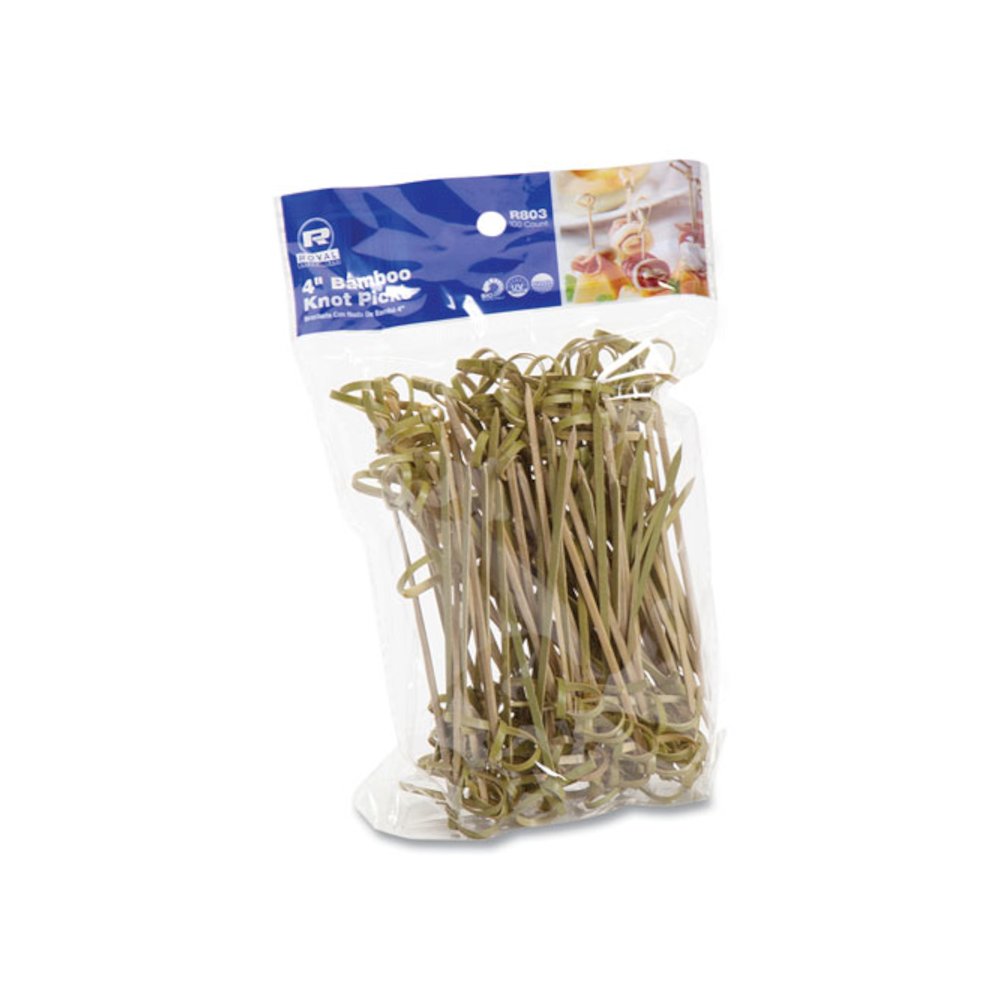 Knotted Bamboo Pick, Paper, 4", Natural, 100/Pack, 10 Packs/Carton. Picture 2