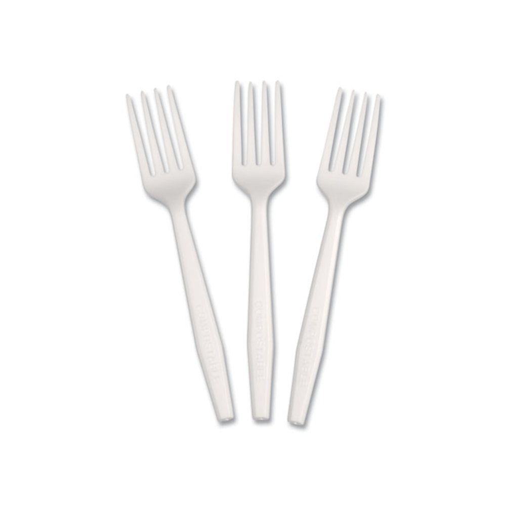 CPLA Cutlery, Heavyweight Fork, Plastic, White, 1,000/Carton. Picture 3