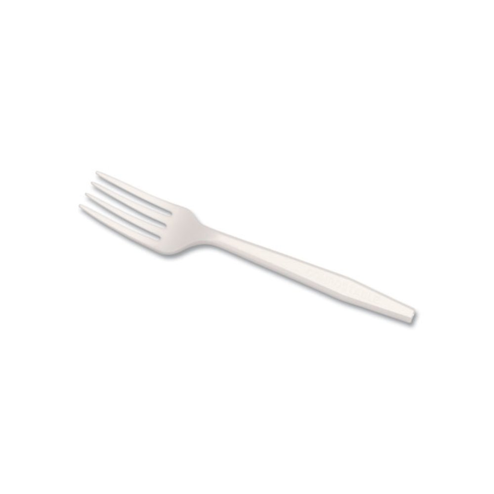 CPLA Cutlery, Heavyweight Fork, Plastic, White, 1,000/Carton. Picture 2
