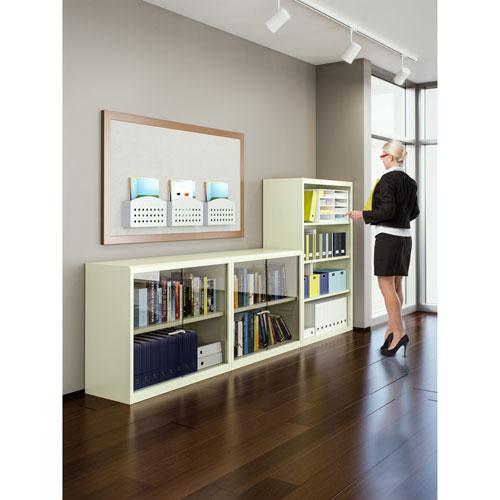 Metal Bookcase, Two-Shelf, 34.5w x 13.5d x 28h, Putty. Picture 2