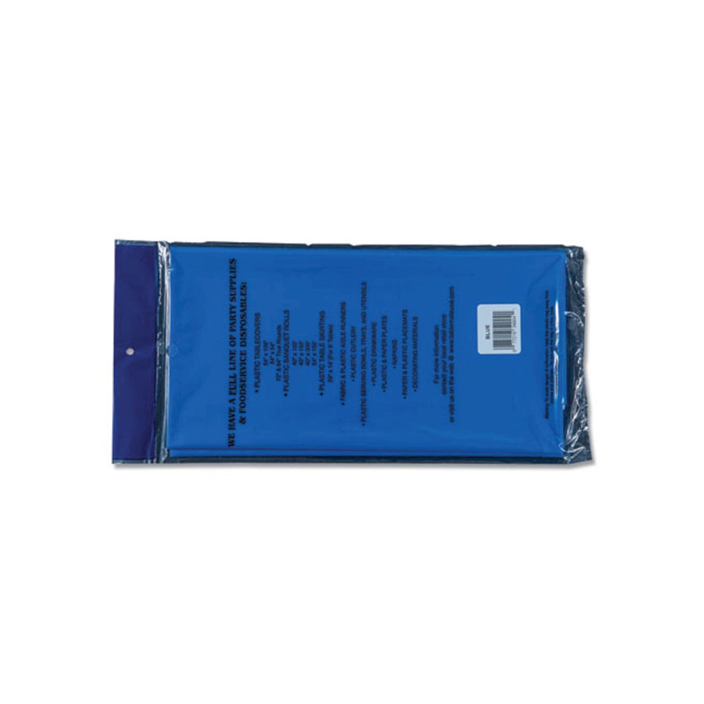 Table Set Rectangular Table Cover, Heavyweight Plastic, 54" x 108", Blue, 6/Pack. Picture 5