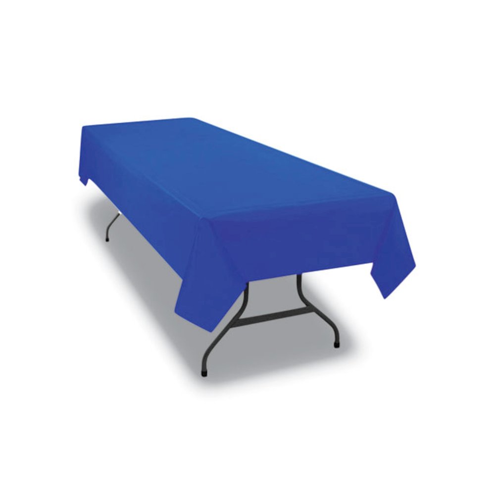 Table Set Rectangular Table Cover, Heavyweight Plastic, 54" x 108", Blue, 6/Pack. Picture 6