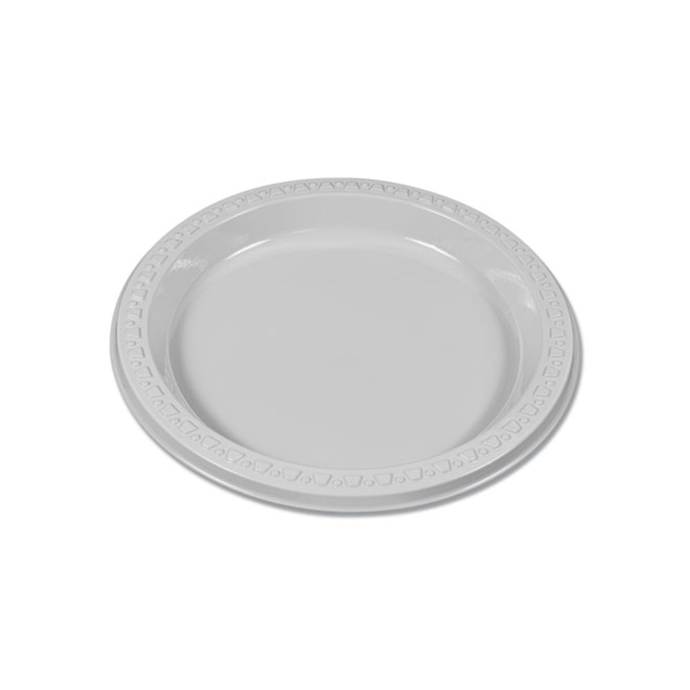 Plastic Dinnerware, Plates, 7" dia, White, 125/Pack. Picture 4