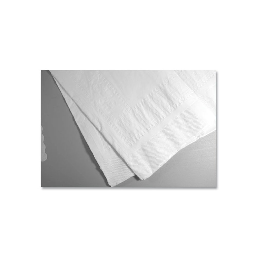 Table Set Poly Tissue Table Cover, 54" x 108", White, 6/Pack. Picture 8