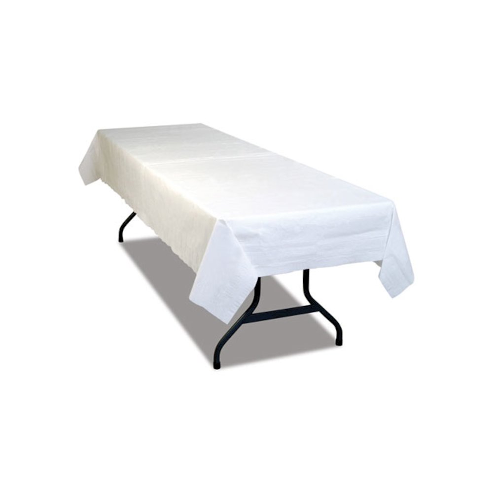 Table Set Poly Tissue Table Cover, 54" x 108", White, 6/Pack. Picture 9