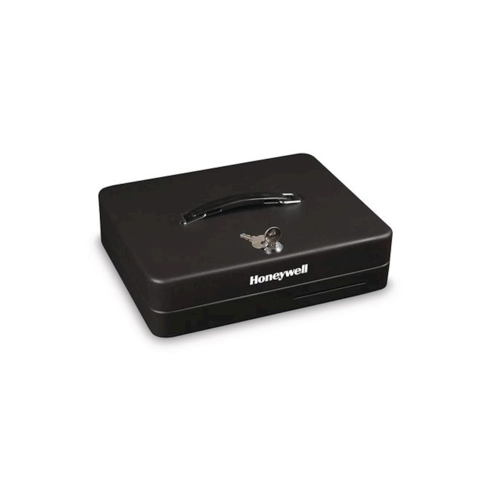 Deluxe Cash Security Box, 11.8 x 9.4 x 3.7, Steel, Black. Picture 1