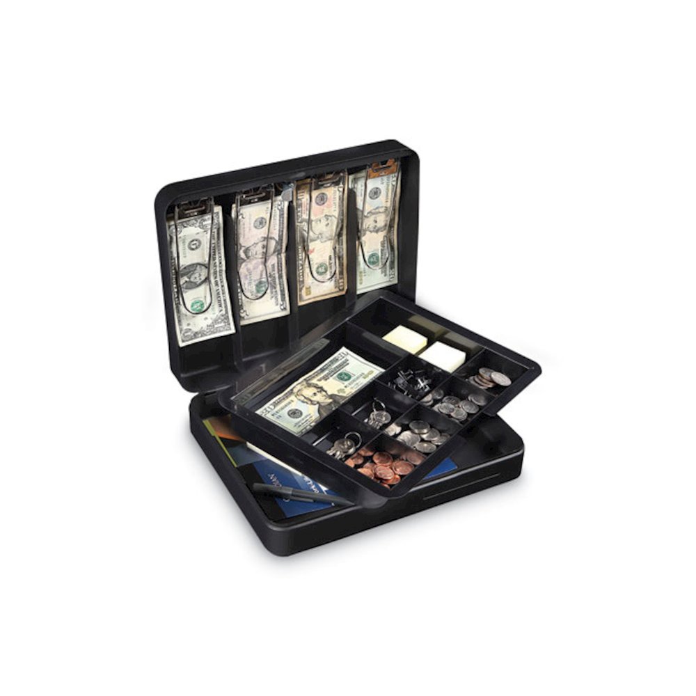 Deluxe Cash Security Box, 11.8 x 9.4 x 3.7, Steel, Black. Picture 3