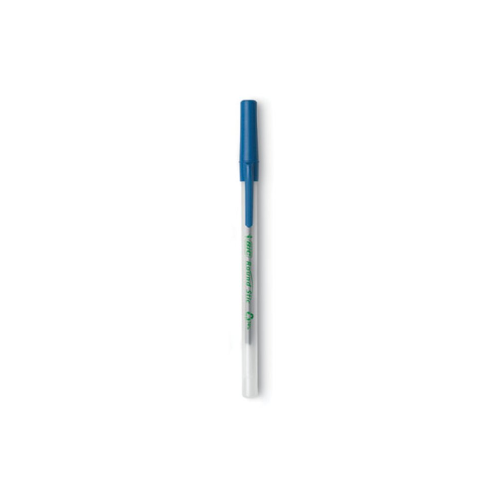 Ecolutions Round Stic Ballpoint Pen Value Pack, Stick, Medium 1 mm, Blue Ink, Clear Barrel, 50/Pack. Picture 2