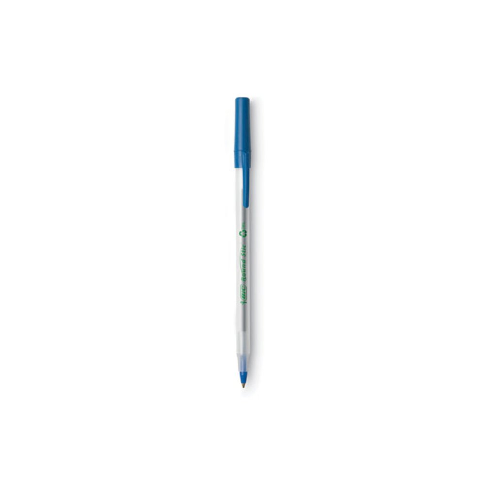 Ecolutions Round Stic Ballpoint Pen Value Pack, Stick, Medium 1 mm, Blue Ink, Clear Barrel, 50/Pack. Picture 4