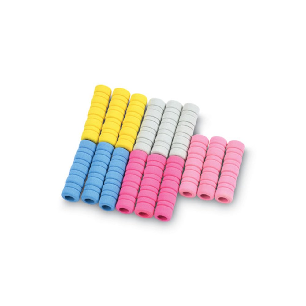 Ribbed Pencil Cushions, 1.75" Long, Assorted Colors, 50/Box. Picture 1