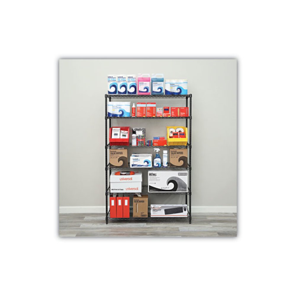 NSF Certified 6-Shelf Wire Shelving Kit, 48w x 18d x 72h, Black Anthracite. Picture 5