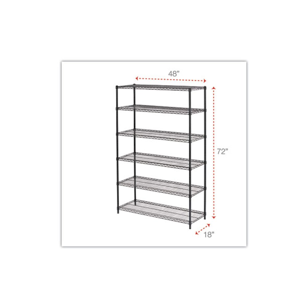 NSF Certified 6-Shelf Wire Shelving Kit, 48w x 18d x 72h, Black Anthracite. Picture 2