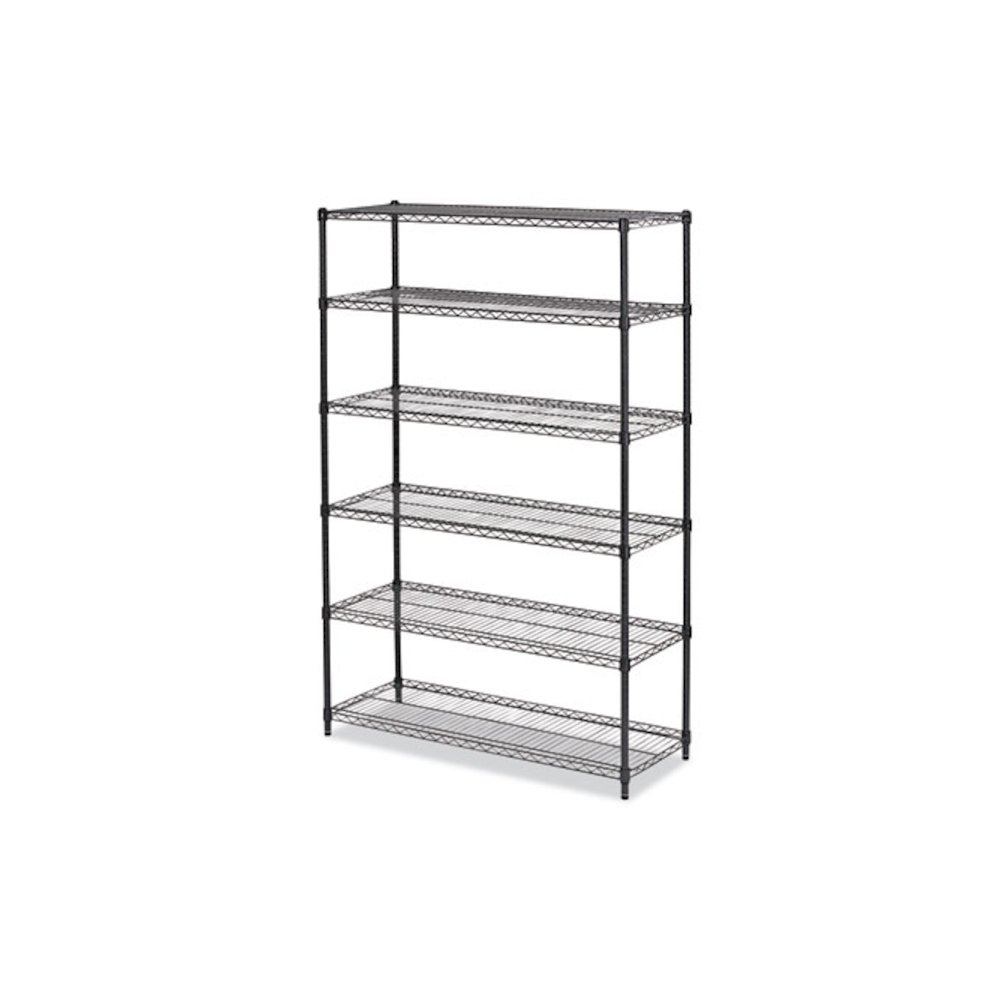 NSF Certified 6-Shelf Wire Shelving Kit, 48w x 18d x 72h, Black Anthracite. Picture 1