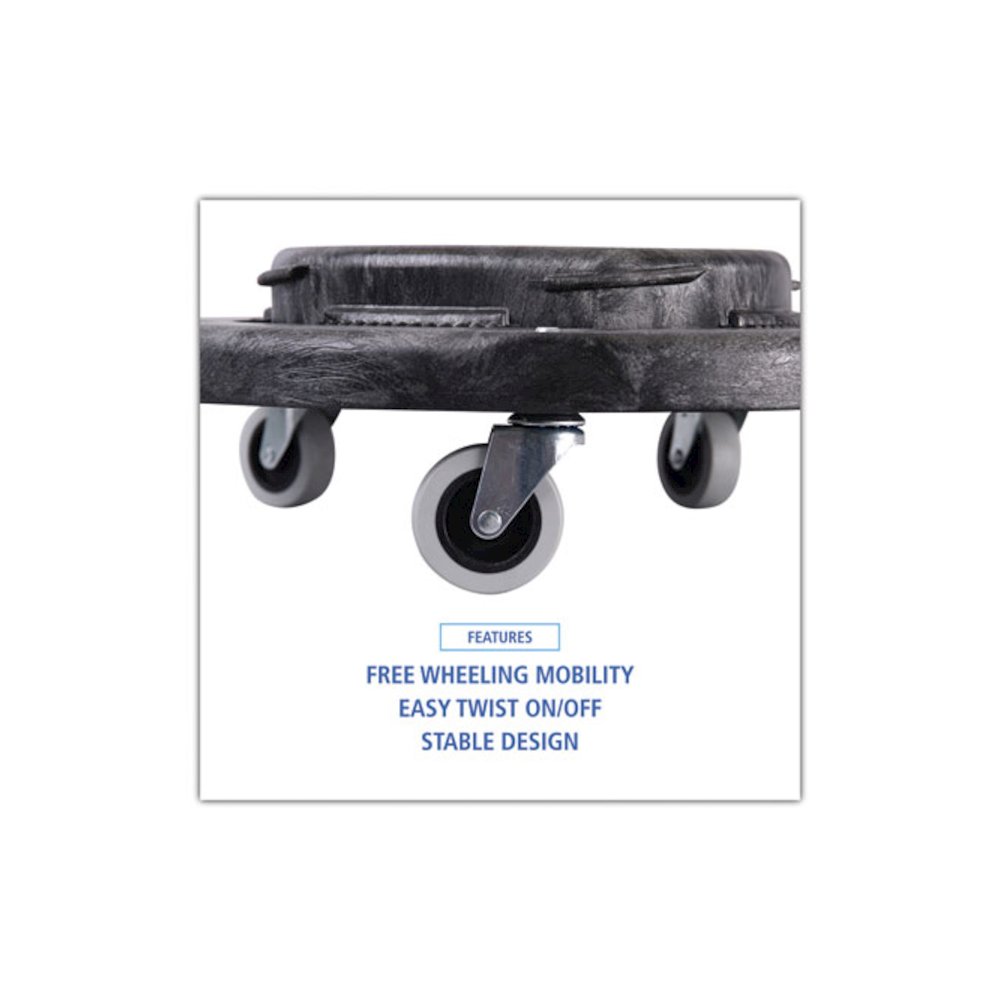 Refuse Container Utility Dolly, 300 lb Capacity, 18.25" Diameter, Gray. Picture 3