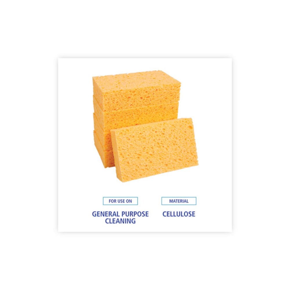 Medium Cellulose Sponge, 3.67 x 6.08, 1.55" Thick, Yellow, 24/Carton. Picture 6