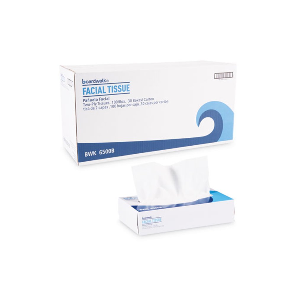 Office Packs Facial Tissue, Flat Box, 2-Ply, White, 100 Sheets/Box, 30 Boxes/Carton. Picture 5