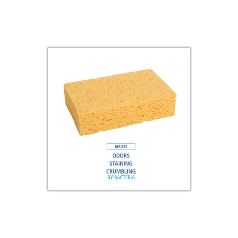 Medium Cellulose Sponge, 3.67 x 6.08, 1.55" Thick, Yellow, 24/Carton. Picture 5