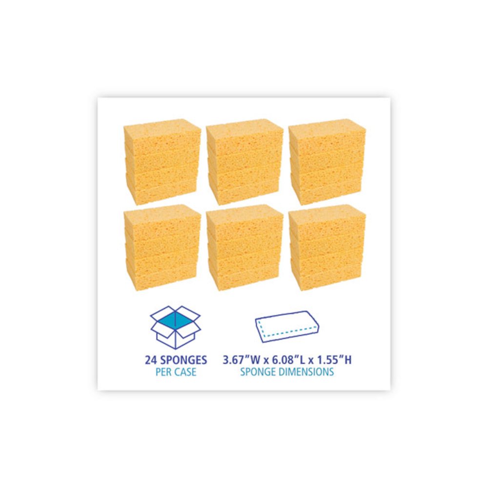 Medium Cellulose Sponge, 3.67 x 6.08, 1.55" Thick, Yellow, 24/Carton. Picture 7