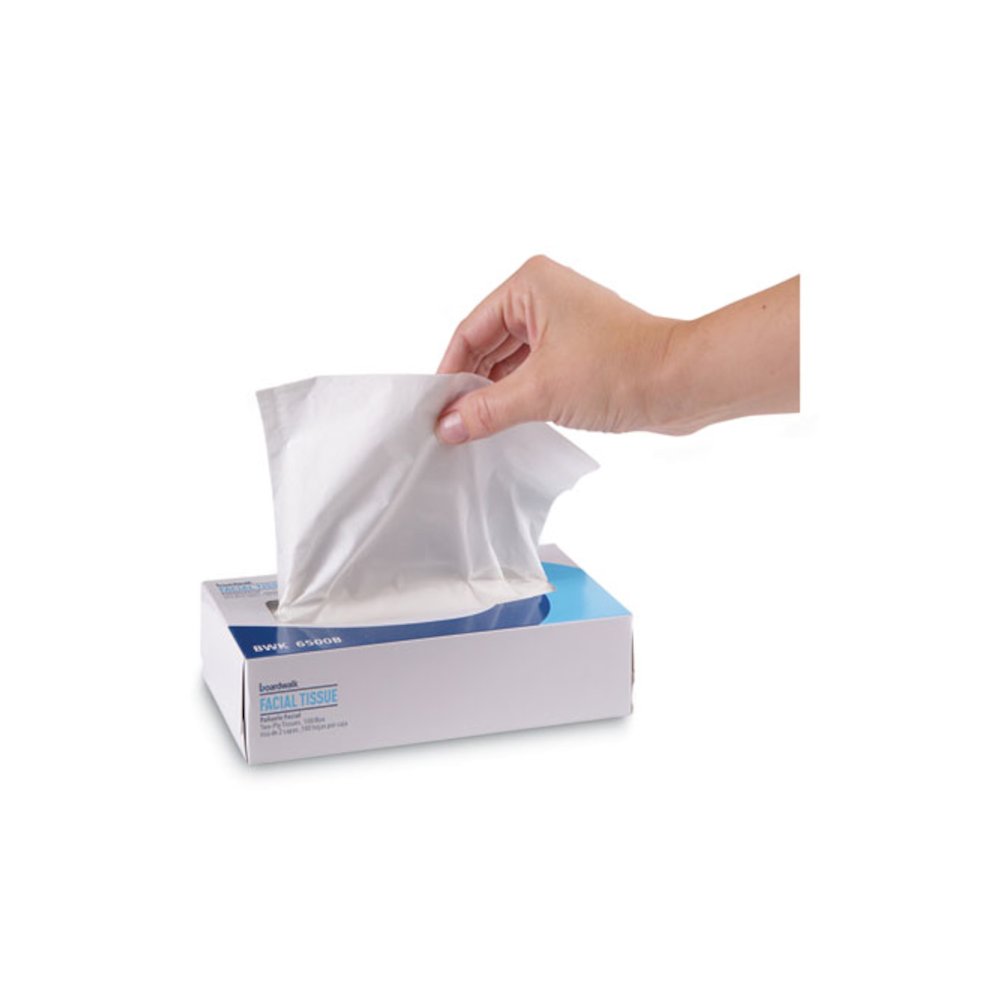Office Packs Facial Tissue, Flat Box, 2-Ply, White, 100 Sheets/Box, 30 Boxes/Carton. Picture 3
