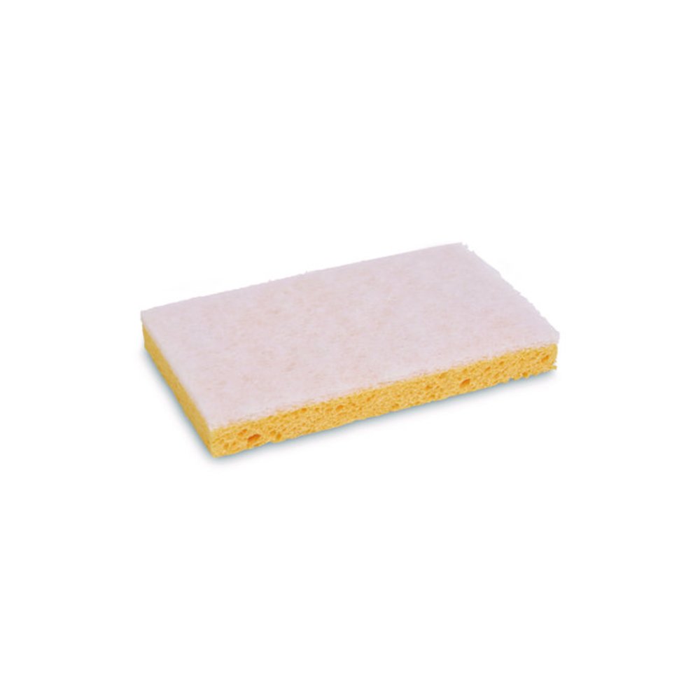Light-Duty Scrubbing Sponge, Individually Wrapped, 3.6 x 6.1, 0.7" Thick, Yellow/White, 20/Carton. Picture 2
