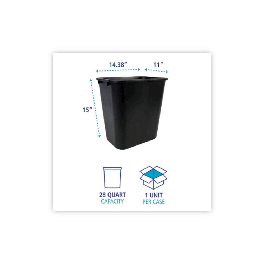Soft-Sided Wastebasket, 28 qt, Plastic, Black. Picture 3