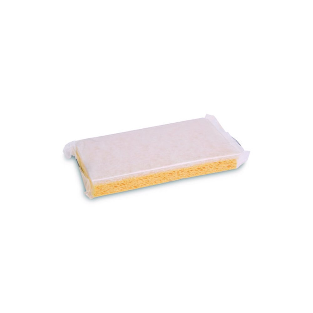 Light-Duty Scrubbing Sponge, Individually Wrapped, 3.6 x 6.1, 0.7" Thick, Yellow/White, 20/Carton. Picture 3