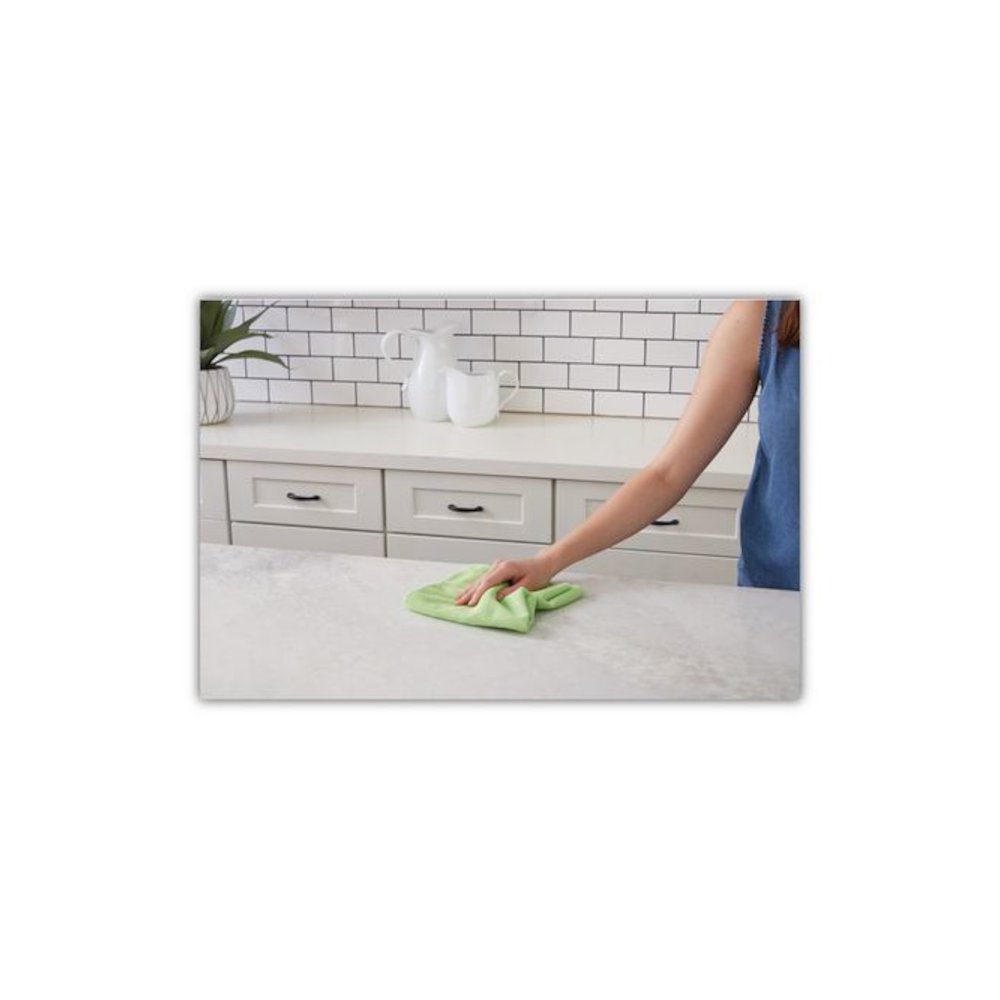 Microfiber Cleaning Cloths, 16 x 16, Green, 24/Pack. Picture 3