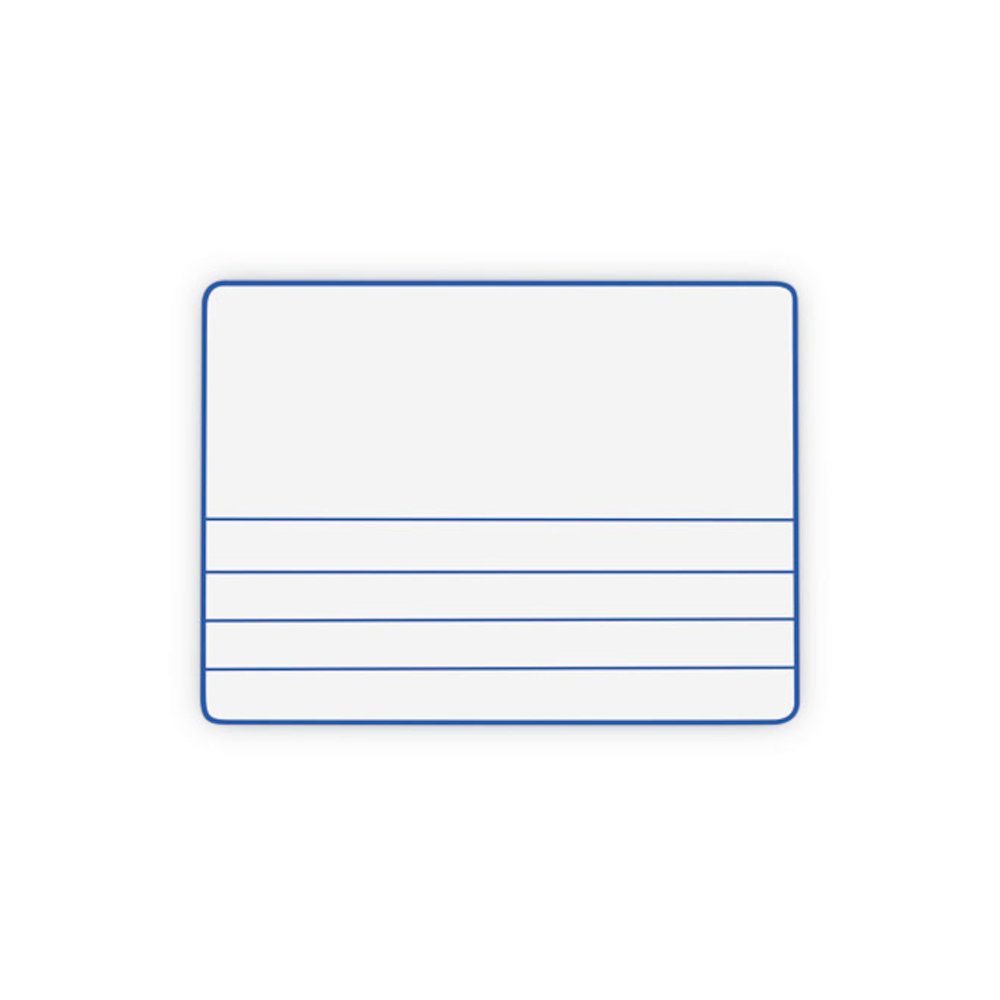 Dry Erase Student Boards, Ruled for Handwriting Practice, 12" x 9", Blue/White Surface, 10/Set. Picture 8