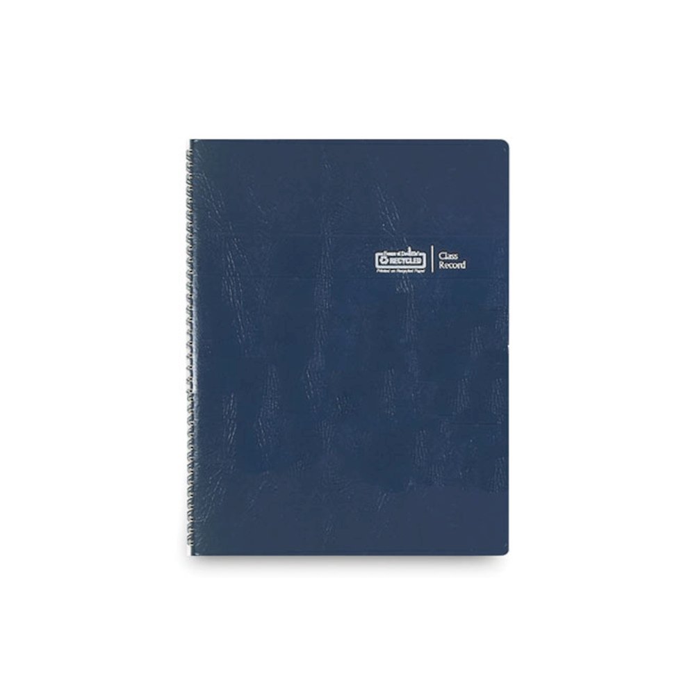 Recycled Class Record Book, 8 Classes, 35 Students, 9 to 10 Week Terms, 40-Week Span, Blue Cover, 11 x 8.5 Sheets. Picture 3