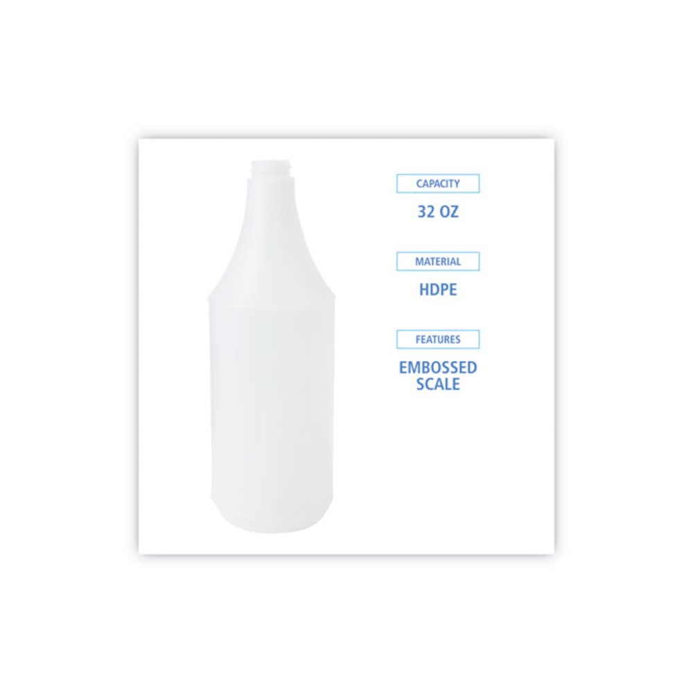 Embossed Plastic Spray Bottle, 32 oz, Clear, 24/Carton. Picture 2