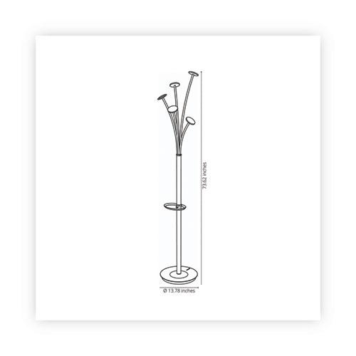 Festival Coat Stand with Umbrella Holder, Five Knobs, 14w x 14d x 73.67h, Black. Picture 6