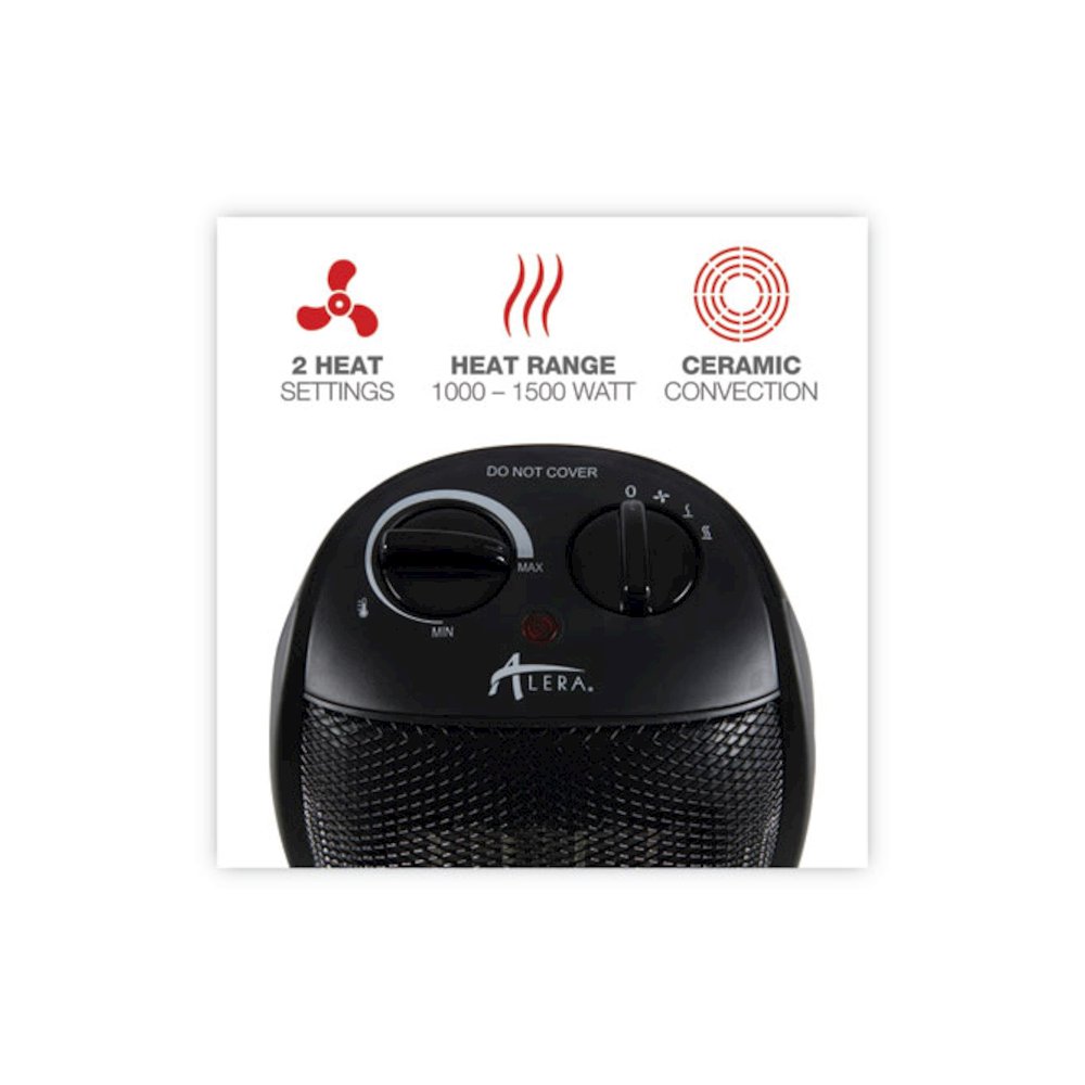 Ceramic Heater, 1,500 W, 7.12 x 5.87 x 8.75, Black. Picture 4