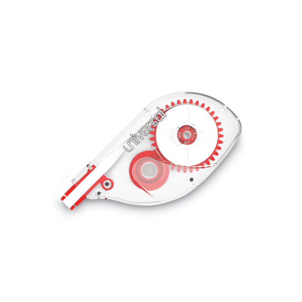 Side-Application Correction Tape, Non-Refillable, 0.2" x 32.75 ft, White Tape, Clear/Red Dispenser, 6/Pack. Picture 1