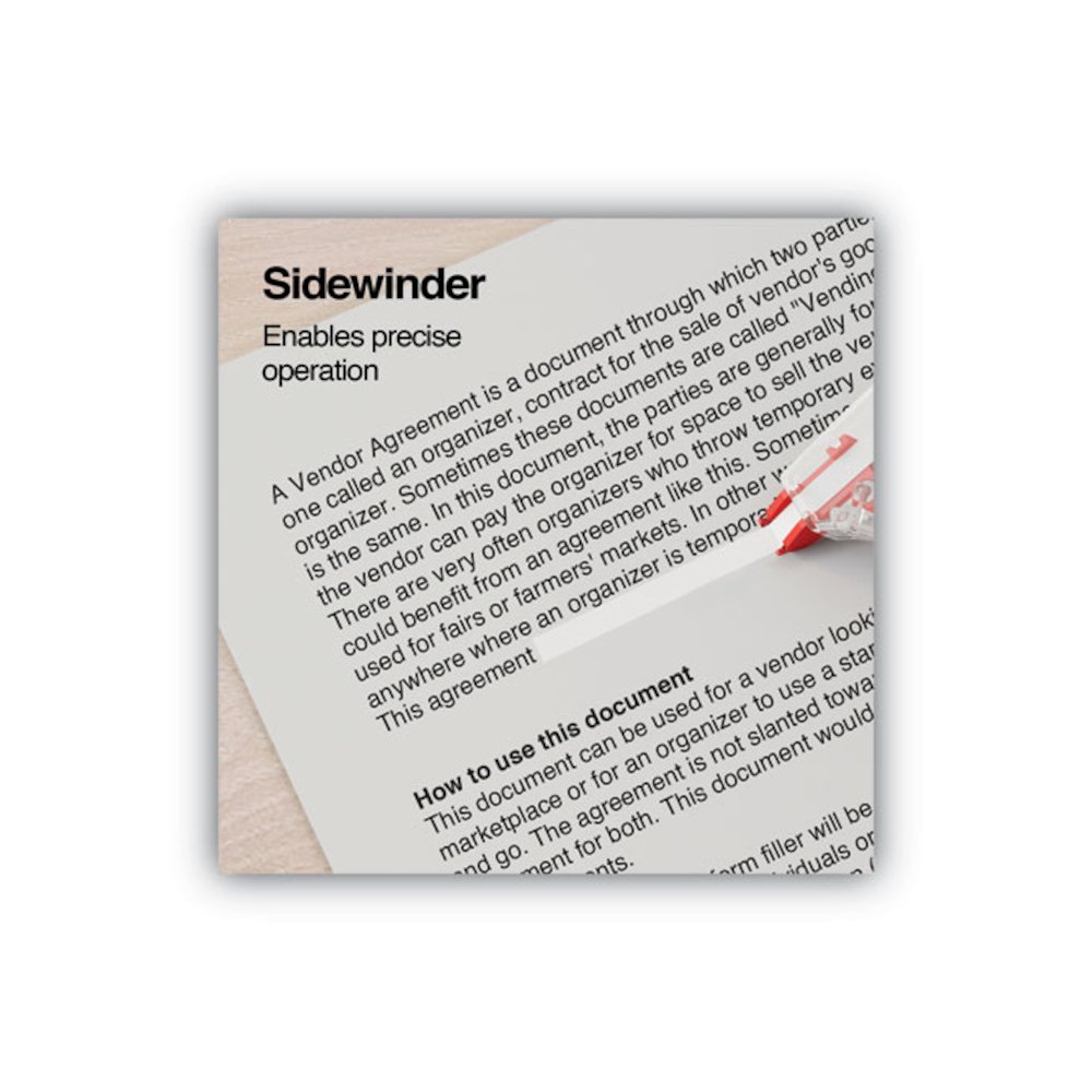 Side-Application Correction Tape, Non-Refillable, 0.2" x 32.75 ft, White Tape, Clear/Red Dispenser, 6/Pack. Picture 4